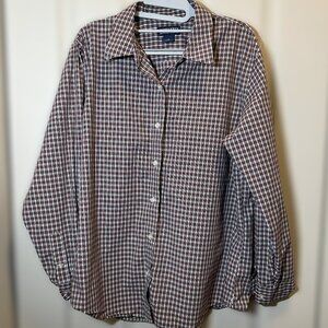 LAND'S END Direct Merchant's Women Plaid Cotton Mix Button-Up Shirt Size 18 XL